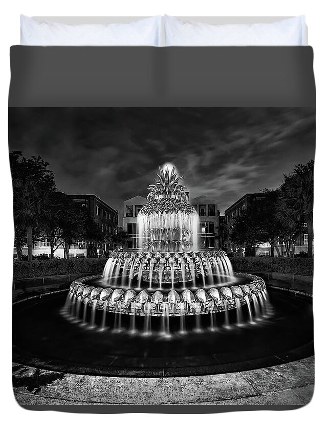 Charleston Fountain Duvet Cover featuring the photograph Luminescence 2 by Norma Brandsberg