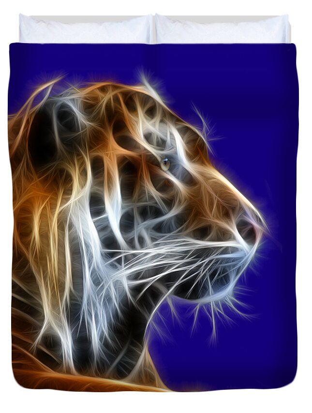 Tiger Duvet Cover featuring the photograph Tiger Fractal 2 by Shane Bechler