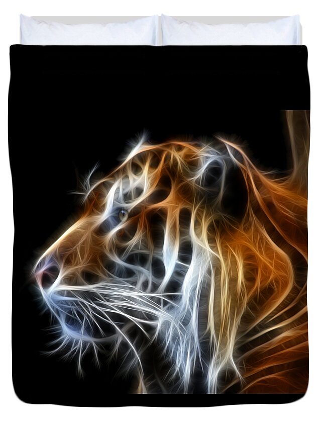 Tiger Duvet Cover featuring the photograph Tiger Fractal by Shane Bechler