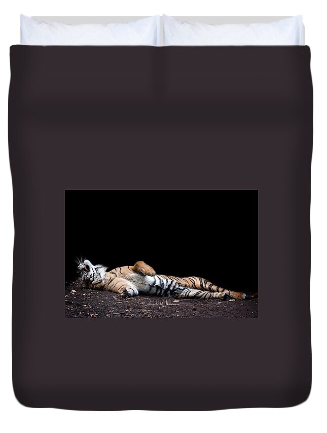 Tiger Duvet Cover featuring the digital art Tiger by Maye Loeser