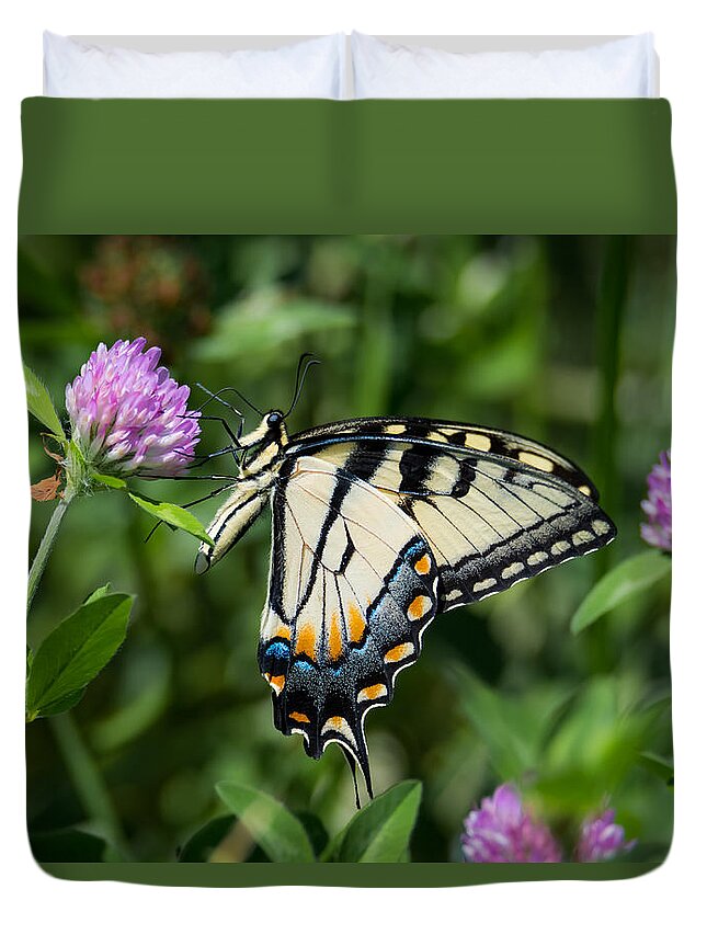 Tiger Swallowtail Butterfly Duvet Cover featuring the photograph Tiger Swallowtail Butterfly by Holden The Moment
