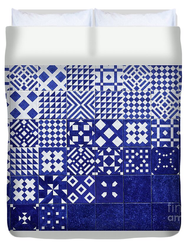 Blue Duvet Cover featuring the photograph Tile Blue Background by Ariadna De Raadt