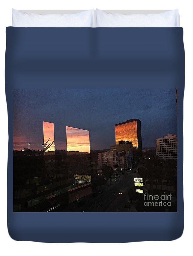 Skyscrapers Duvet Cover featuring the photograph Time for Miro by Jenny Revitz Soper