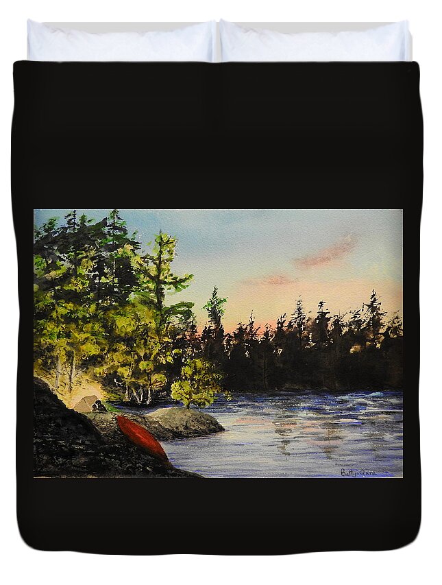 Camping Duvet Cover featuring the painting Time Sharing by Betty-Anne McDonald