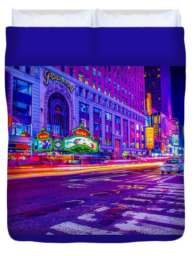 Times Square Duvet Cover featuring the photograph Times Square Ultra Vibrant by Mark Rogers