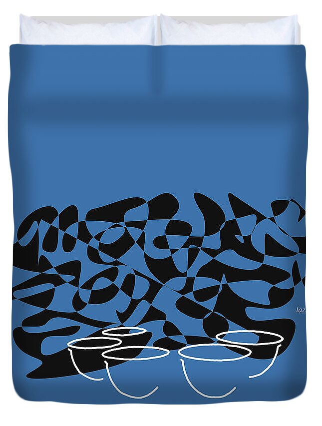 Jazzdabri Duvet Cover featuring the digital art Timpani in Blue by David Bridburg