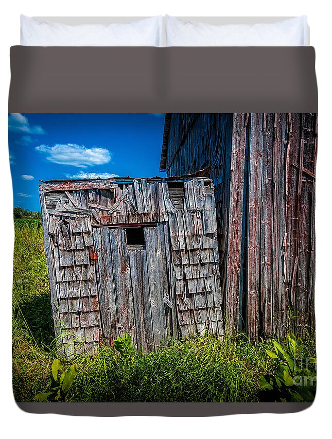 Abandoned Duvet Cover featuring the photograph Tiny Privy by Roger Monahan