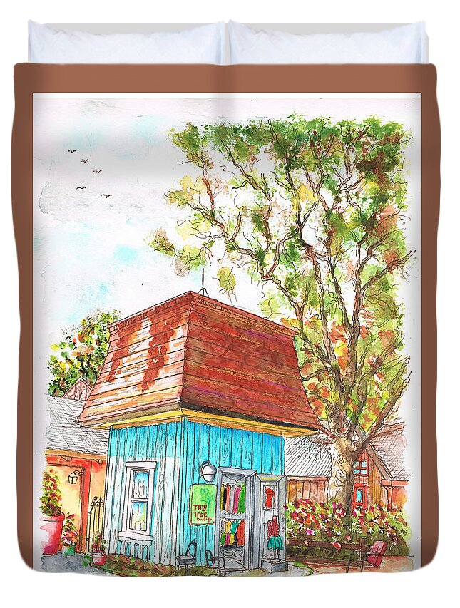 Boutique Duvet Cover featuring the painting Tiny Tree Boutique in Los Olivos, California by Carlos G Groppa