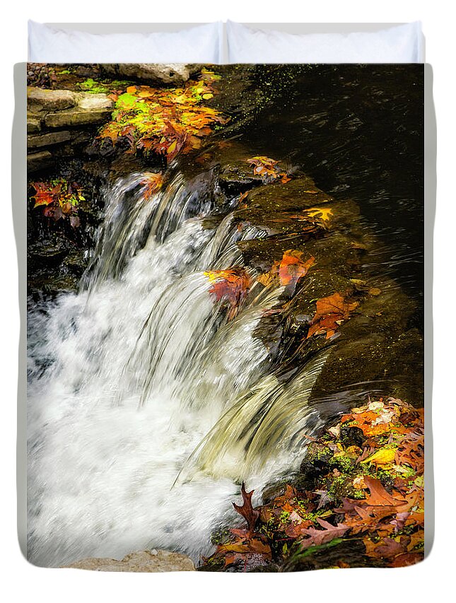 Autumn Duvet Cover featuring the photograph Tiny Waterfalls by Timothy Hacker