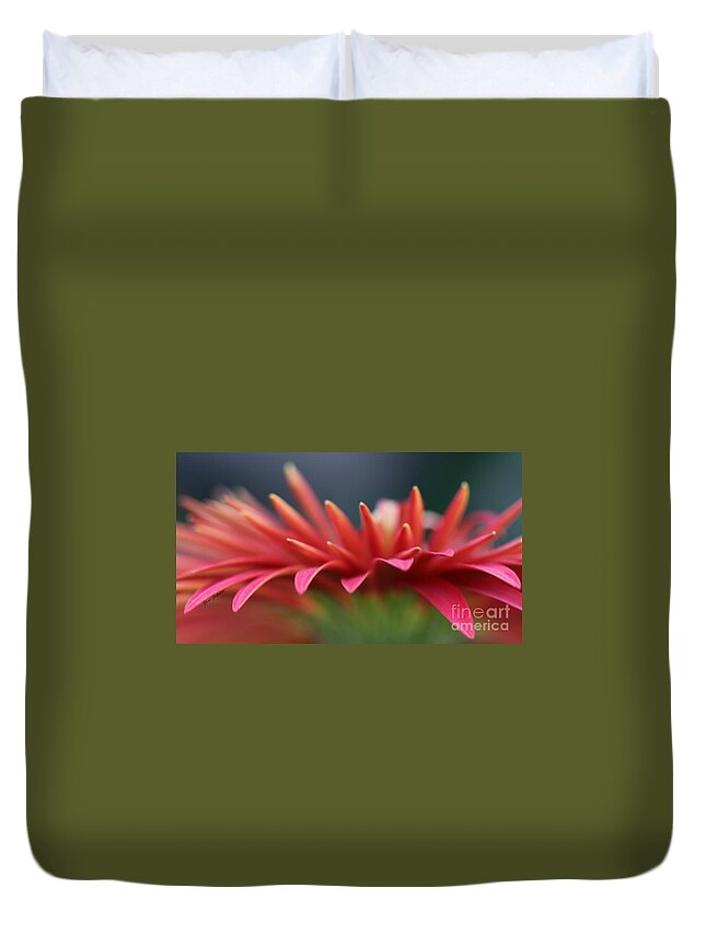 Macro Duvet Cover featuring the photograph Tip of the flower petals by Yumi Johnson