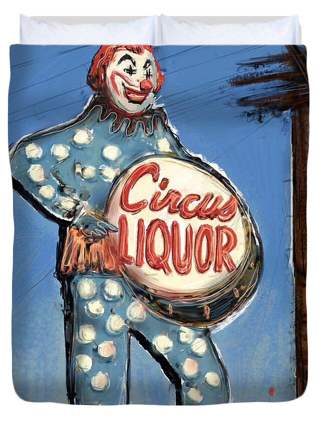 Clown Duvet Cover featuring the mixed media Tipsy the Clown by Russell Pierce