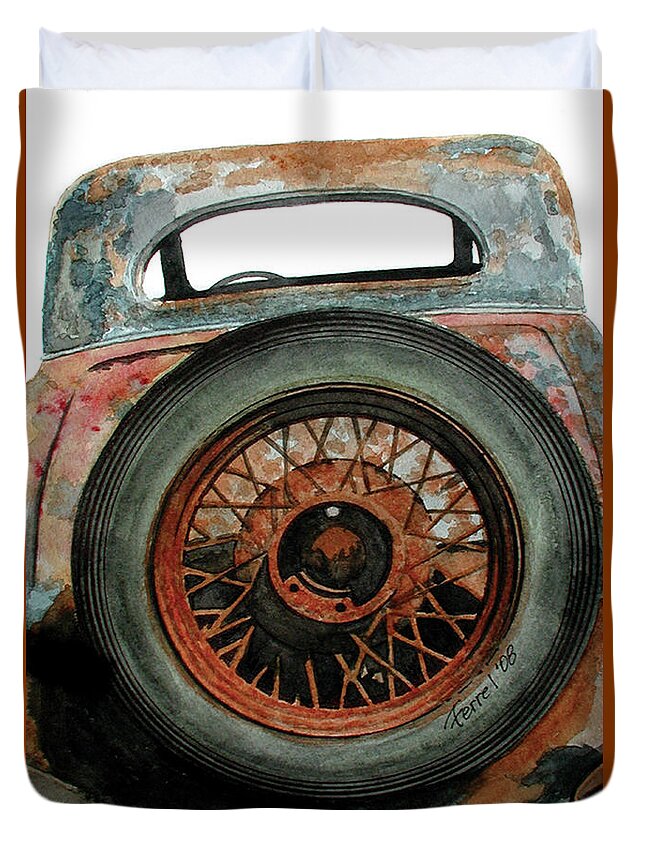 Car Duvet Cover featuring the painting TireD by Ferrel Cordle