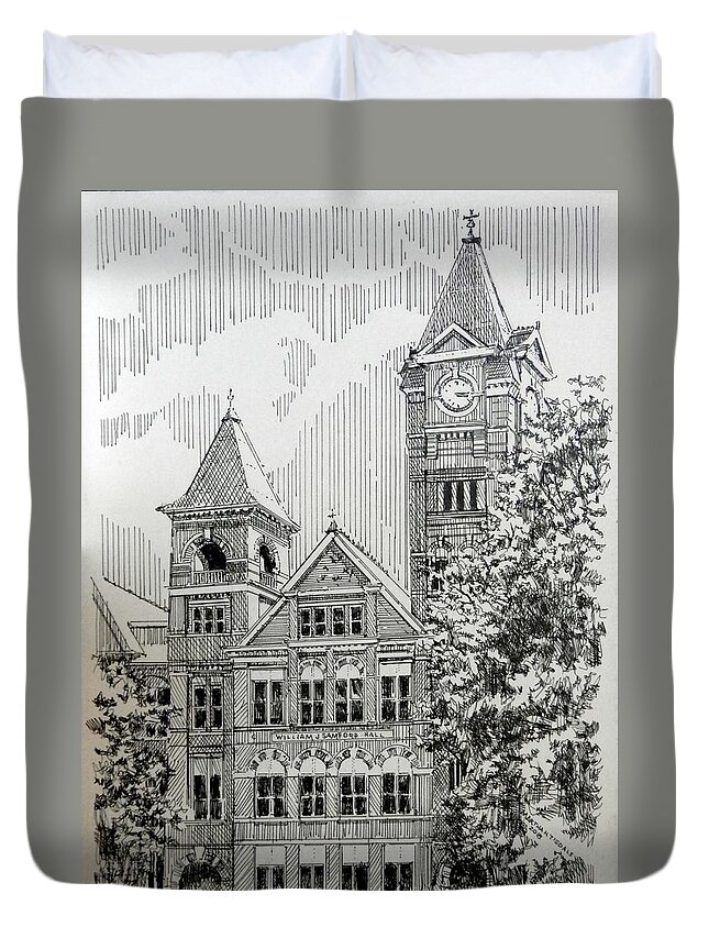 Auburn University Duvet Cover featuring the drawing Tisdale by Martha Tisdale