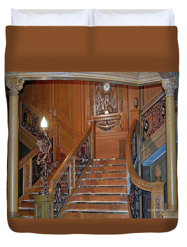 Titanic Duvet Cover featuring the digital art Titanics Grand Staircase by DigiArt Diaries by Vicky B Fuller