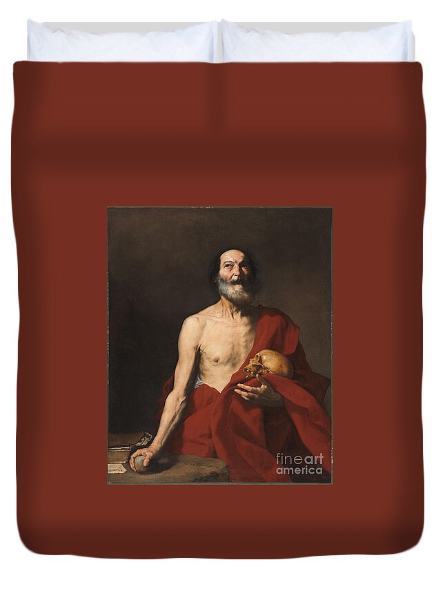 Jusepe De Ribera Duvet Cover featuring the painting Title Saint Jerome by MotionAge Designs