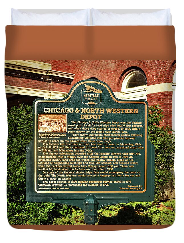 Historic Marker Duvet Cover featuring the photograph Titletown History 001 by George Bostian
