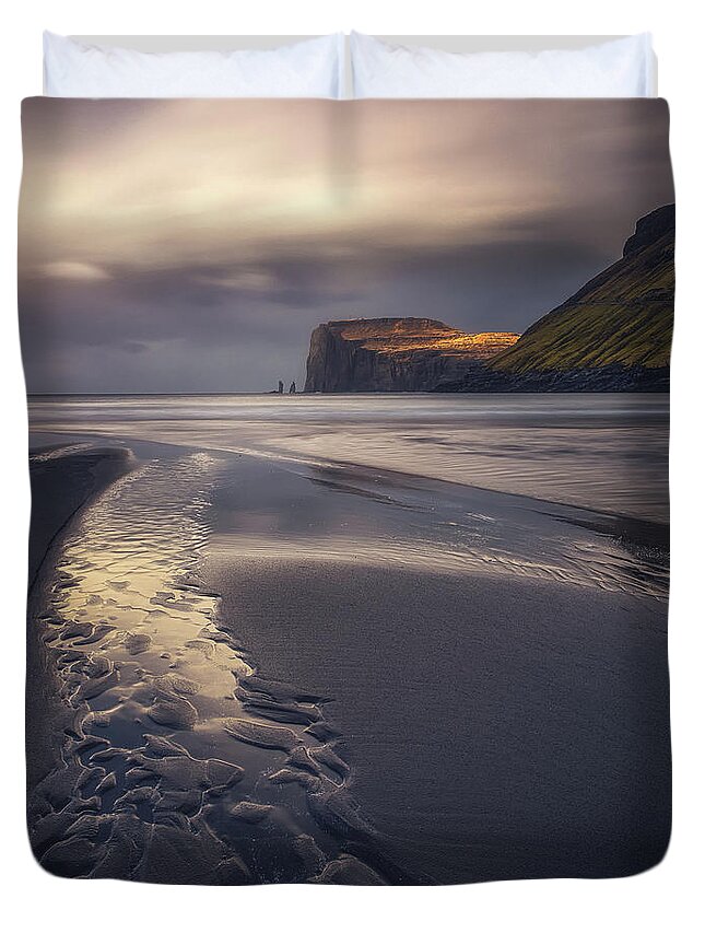Faroe Islands Duvet Cover featuring the photograph Tjornuvik Beach by Tor-Ivar Naess