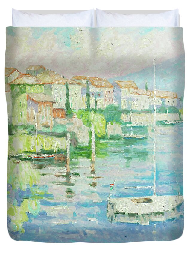 Fresia Duvet Cover featuring the painting To Rest Awhile by Jerry Fresia