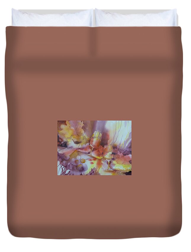 Watercolour Duvet Cover featuring the painting To the Bottom of the Glass by Donna Acheson-Juillet