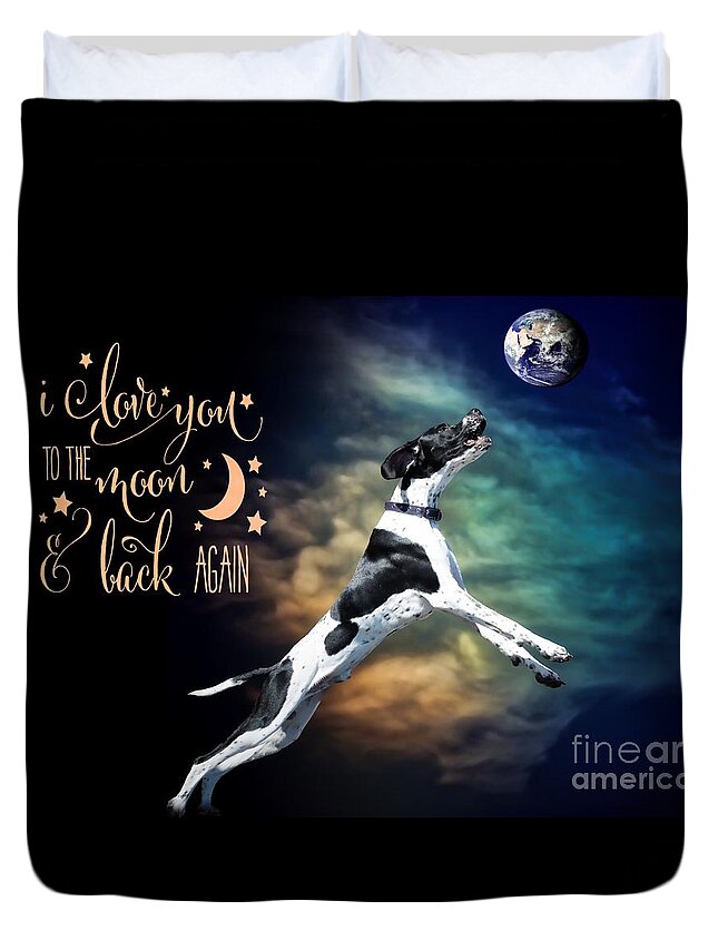 Love Duvet Cover featuring the digital art To The Moon by Kathy Tarochione