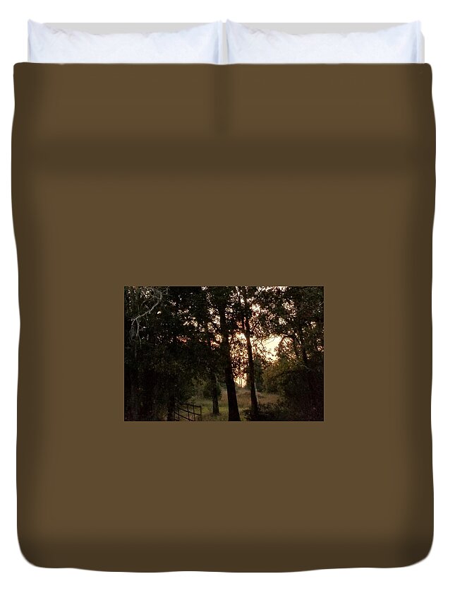 Sunset Duvet Cover featuring the photograph To the unknown by Yolanda Raker