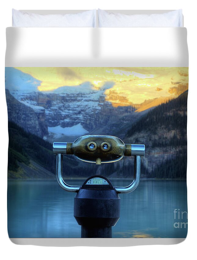 Lake Louise Duvet Cover featuring the photograph To View the Amazing Lake Louise Banff National Park by Wayne Moran
