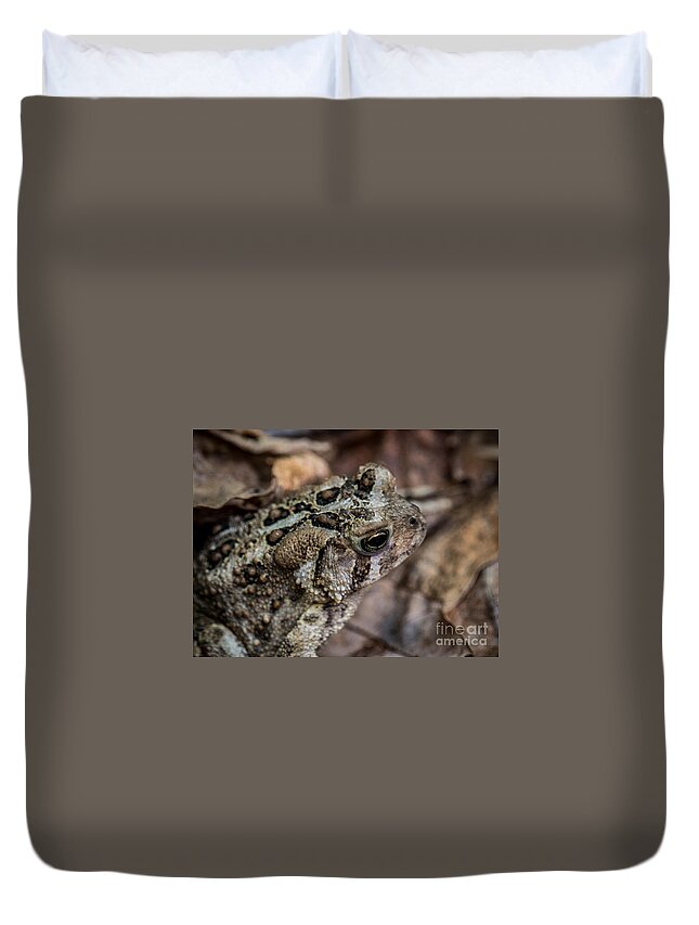 Toad Duvet Cover featuring the photograph Toad Head by Grace Grogan