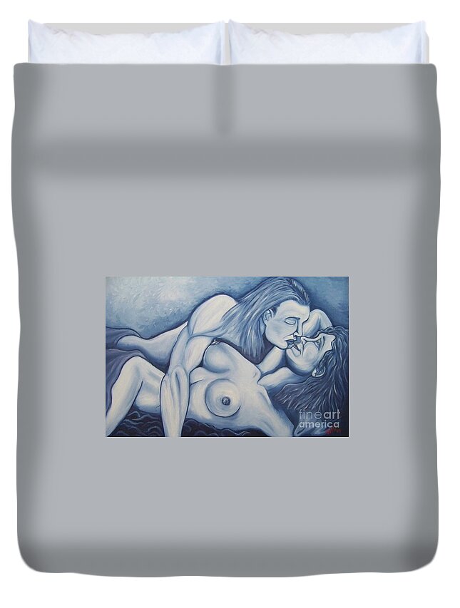 Michael Duvet Cover featuring the painting Together by Michael TMAD Finney