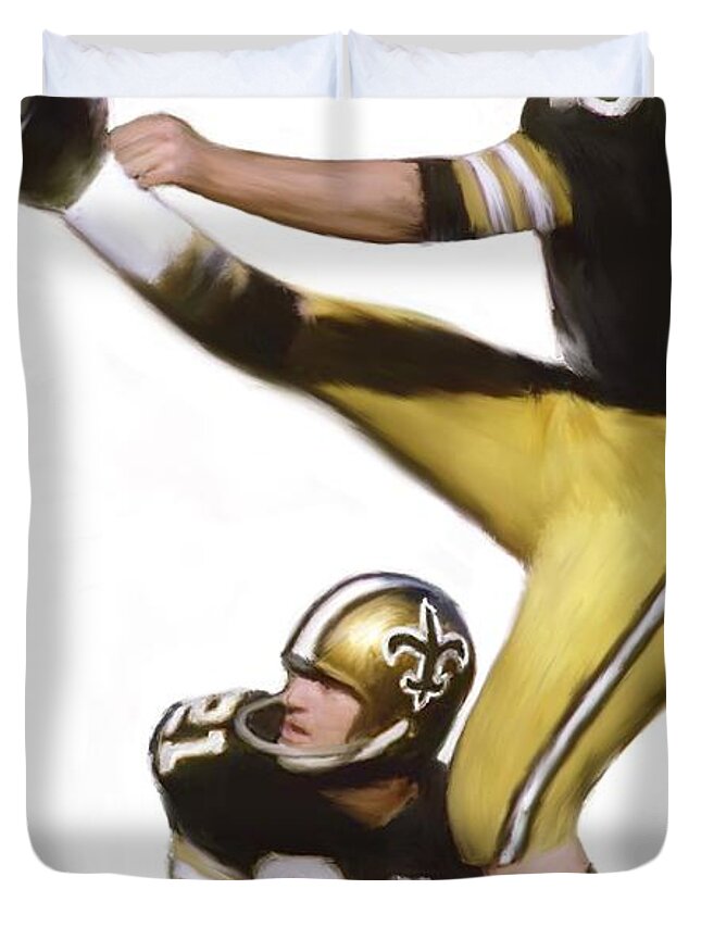 Saints Duvet Cover featuring the painting Tom Dempsey by Jack Bunds