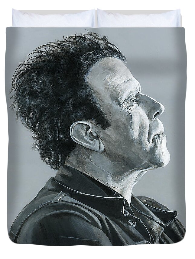 Tom Waits Duvet Cover featuring the painting Tom Waits by Matthew Mezo