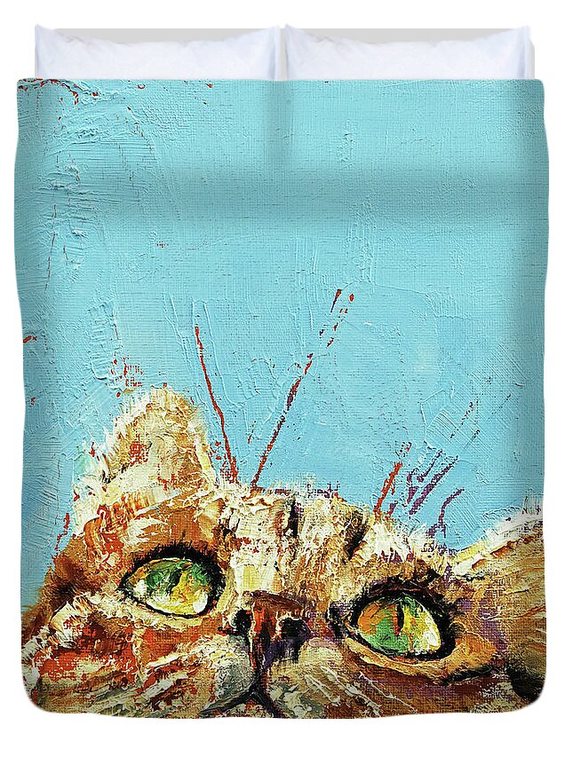Art Duvet Cover featuring the painting Tomcat by Michael Creese
