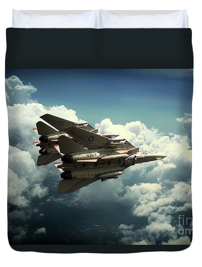 F14 Duvet Cover featuring the digital art Tomcat Prowlers by Airpower Art