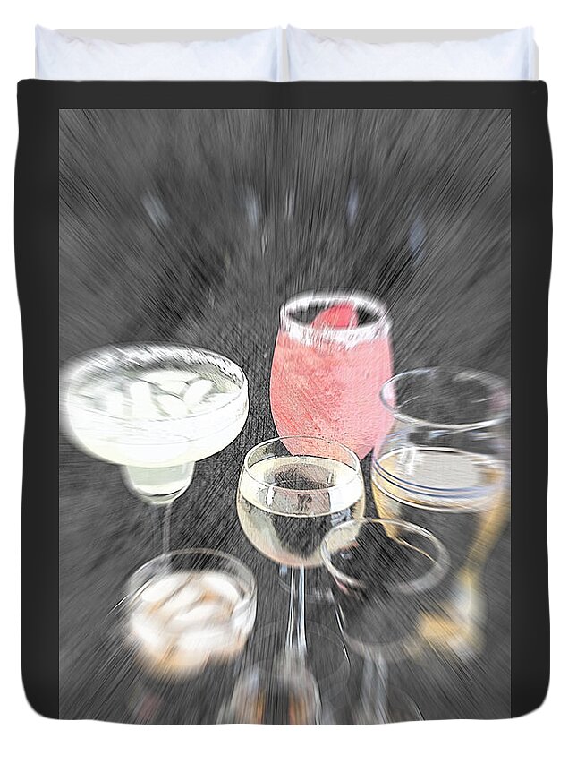 Alcohol Duvet Cover featuring the mixed media Too Many to Drive by Sherry Hallemeier