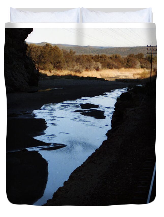 Train In Desert Duvet Cover featuring the digital art Toorwater Groot Karoo by Vincent Franco