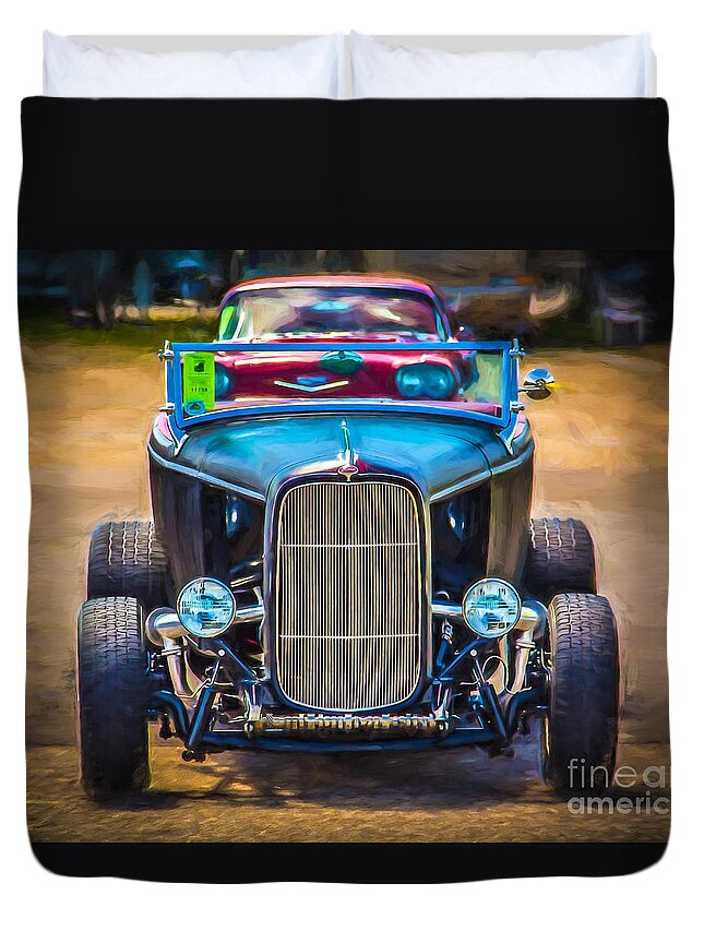 Car Duvet Cover featuring the photograph Top Down by Perry Webster