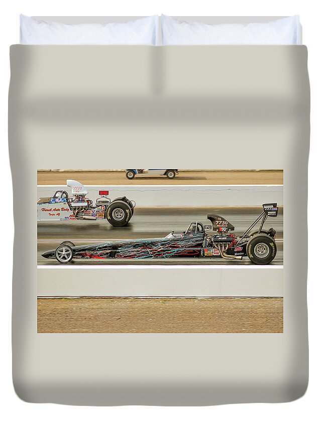 Top Dragster Duvet Cover featuring the photograph Top Dragster 8.90 index by Darrell Foster