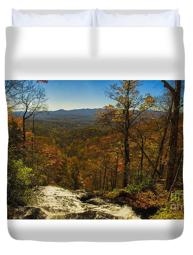 Amicola Falls Duvet Cover featuring the photograph Top of Amicola Falls by Barbara Bowen