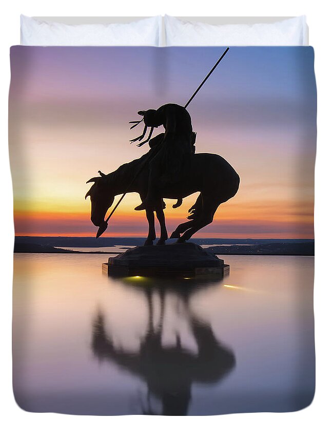 Top Of The Rock Duvet Cover featuring the photograph Reflective Journey At The End Of The Trail - Ridgedale Missouri by Gregory Ballos