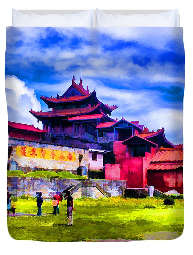 Mountains Monasteries China Duvet Cover featuring the photograph Top of the World by Rick Bragan