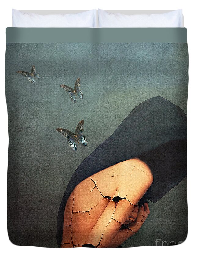 Emotive Duvet Cover featuring the painting Torment by Jacky Gerritsen