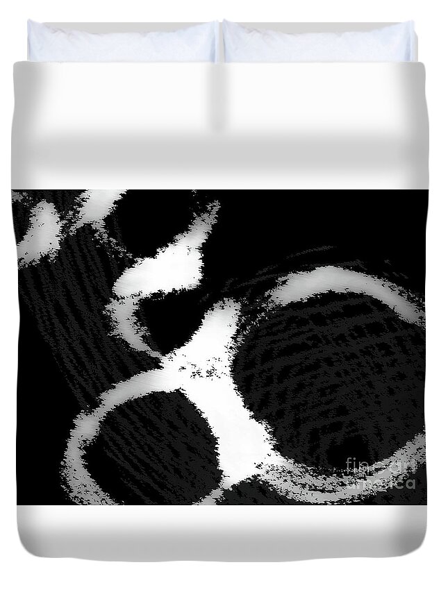 Digital Drawn Painting Duvet Cover featuring the painting Tornado BW by Tim Richards
