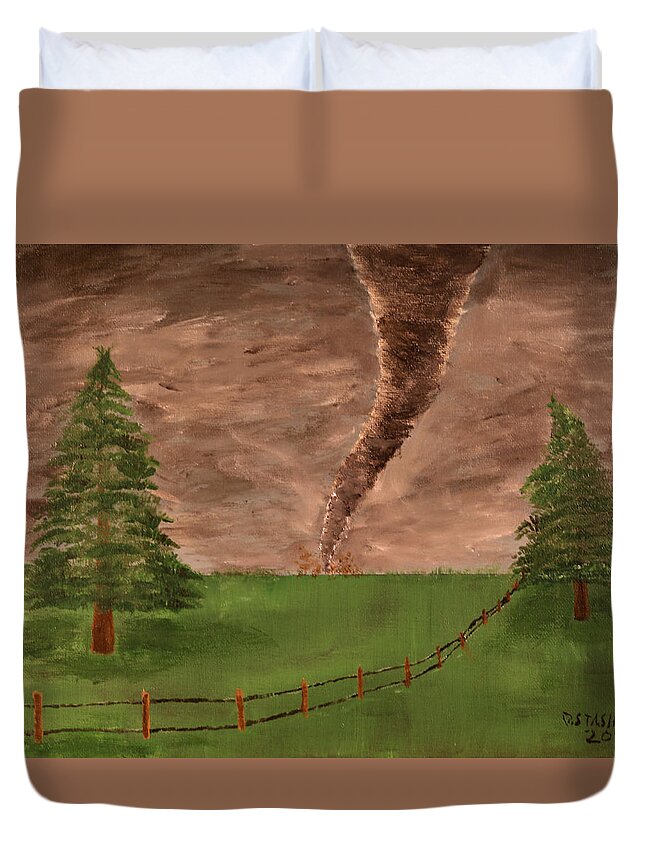 Tornado Duvet Cover featuring the painting Tornado by David Stasiak