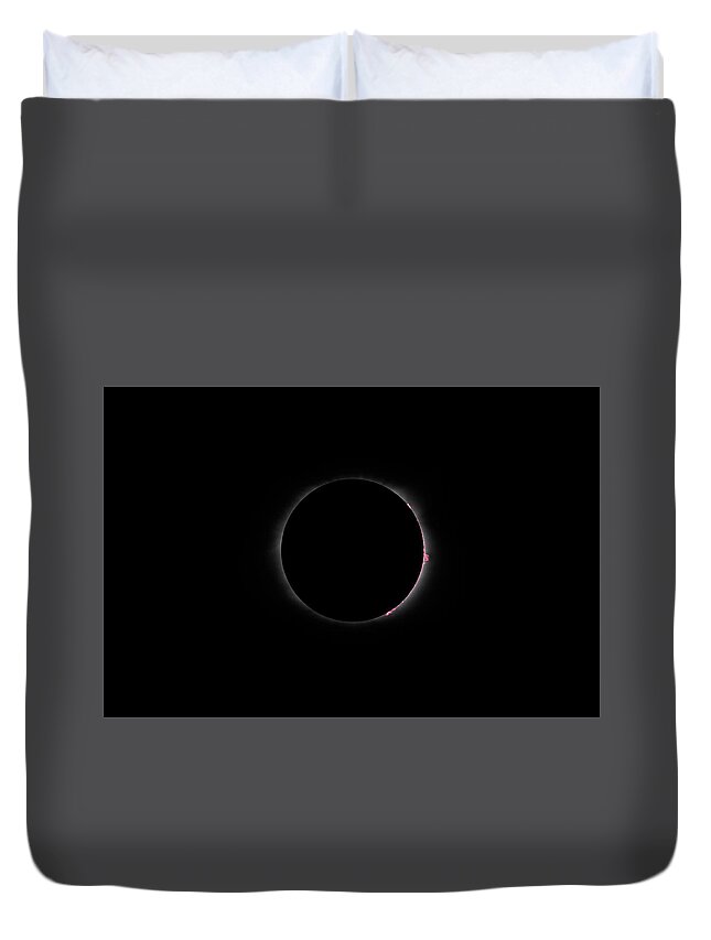 Bailey's 8-21-2017 Duvet Cover featuring the photograph Total Solar Eclipse Prominences by Alan Vance Ley