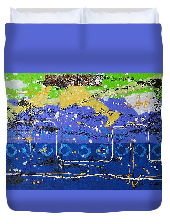 Abstract Duvet Cover featuring the painting Totally Crazy by Louise Adams