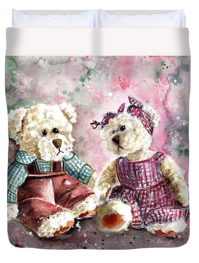 Truffle Mcfurry Duvet Cover featuring the painting Toto Et Lolo by Miki De Goodaboom