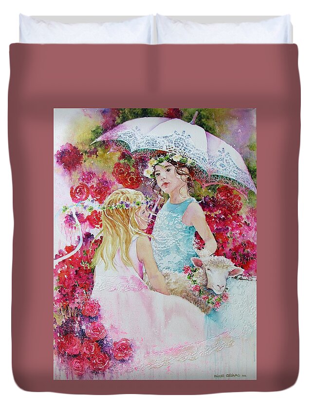 Flowers Duvet Cover featuring the painting Tourbillon by Nicole Gelinas