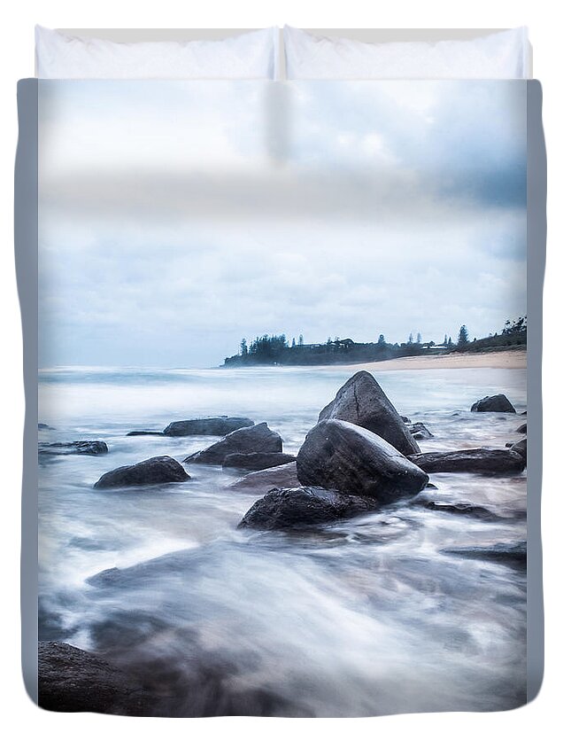 Ocean Duvet Cover featuring the photograph Towards Calmer Waters by Parker Cunningham