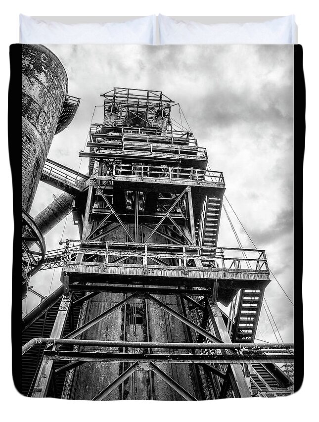Tower Duvet Cover featuring the photograph Tower at Bethlehem Steel by Bill Cannon