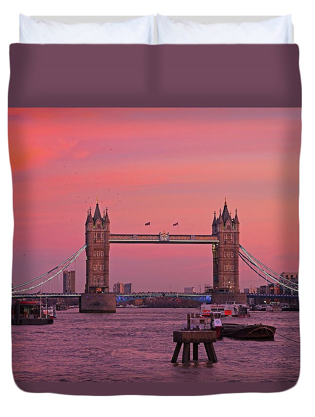 Tower Bridge London Duvet Cover featuring the photograph Tower Bridge London by Andy Myatt