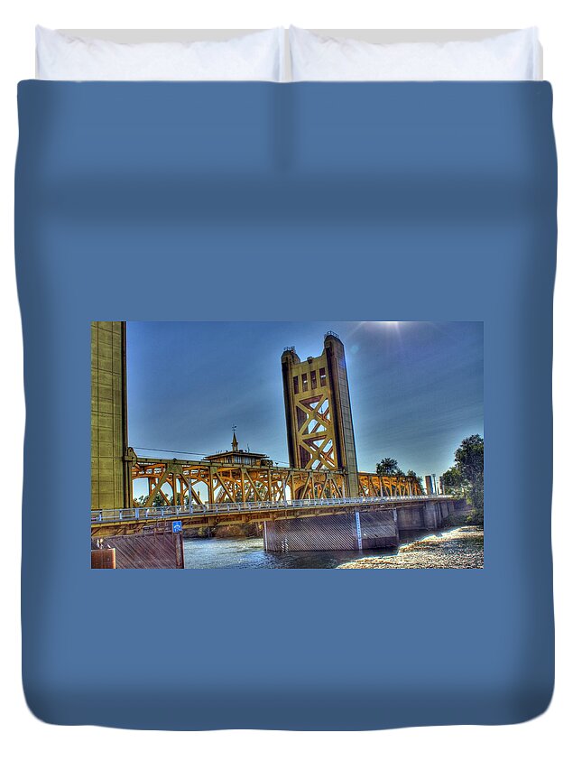 Sky Duvet Cover featuring the photograph Tower Bridge Painted Sky by Randy Wehner